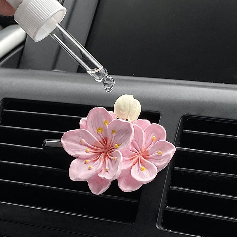 Car Perfume Clip Flower Air Outlet Car Air Freshener Peach Blossom Aroma Diffuser Car Decoration Accessories Fresh Air