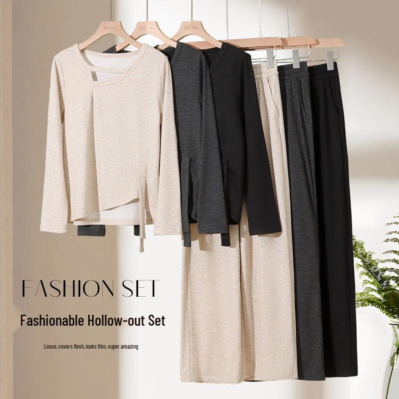 2026 Elegant Women's Suit Set: Long Sleeve & Pants, Loose, Fashionable, Comfortable, Casual, Simple, Breathable