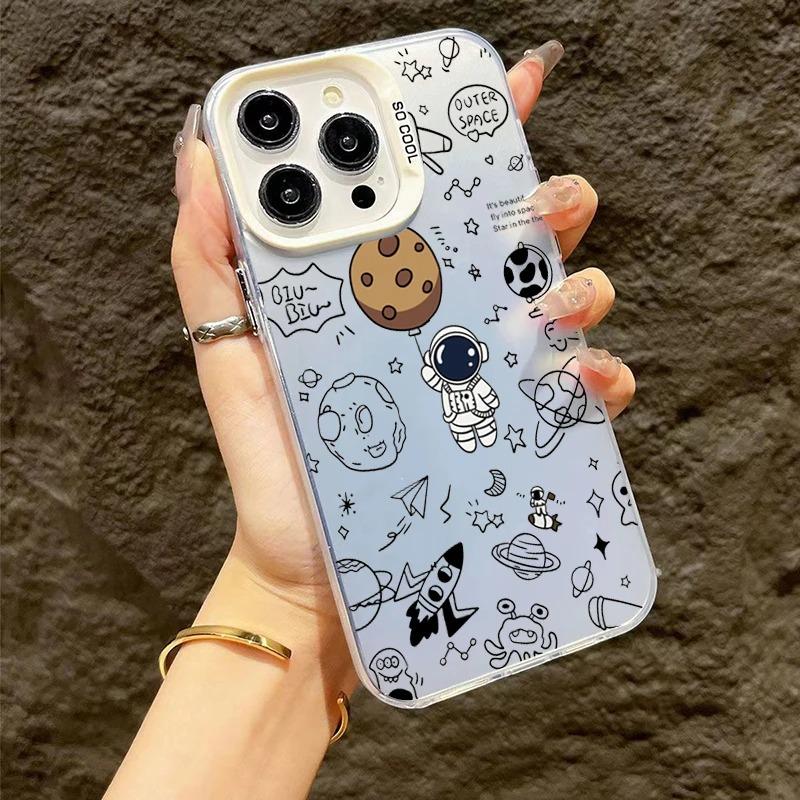 Cartoon Astronaut Design TPU Basic Case for iPhone 17 Air 16 Pro 15 14 13 12 11 Pro Max XS X XR 7 8 Plus Matte Hard Back Cover