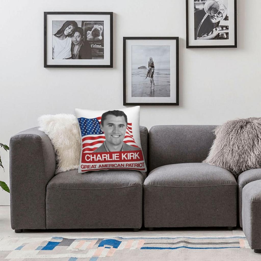 Charlie Kirk Kissenbezug Bedruckter Polyester-Kissenbezug Dekor Kissenbezug für Sofakissen Zuhause Mit Reißverschluss 45*45cm
