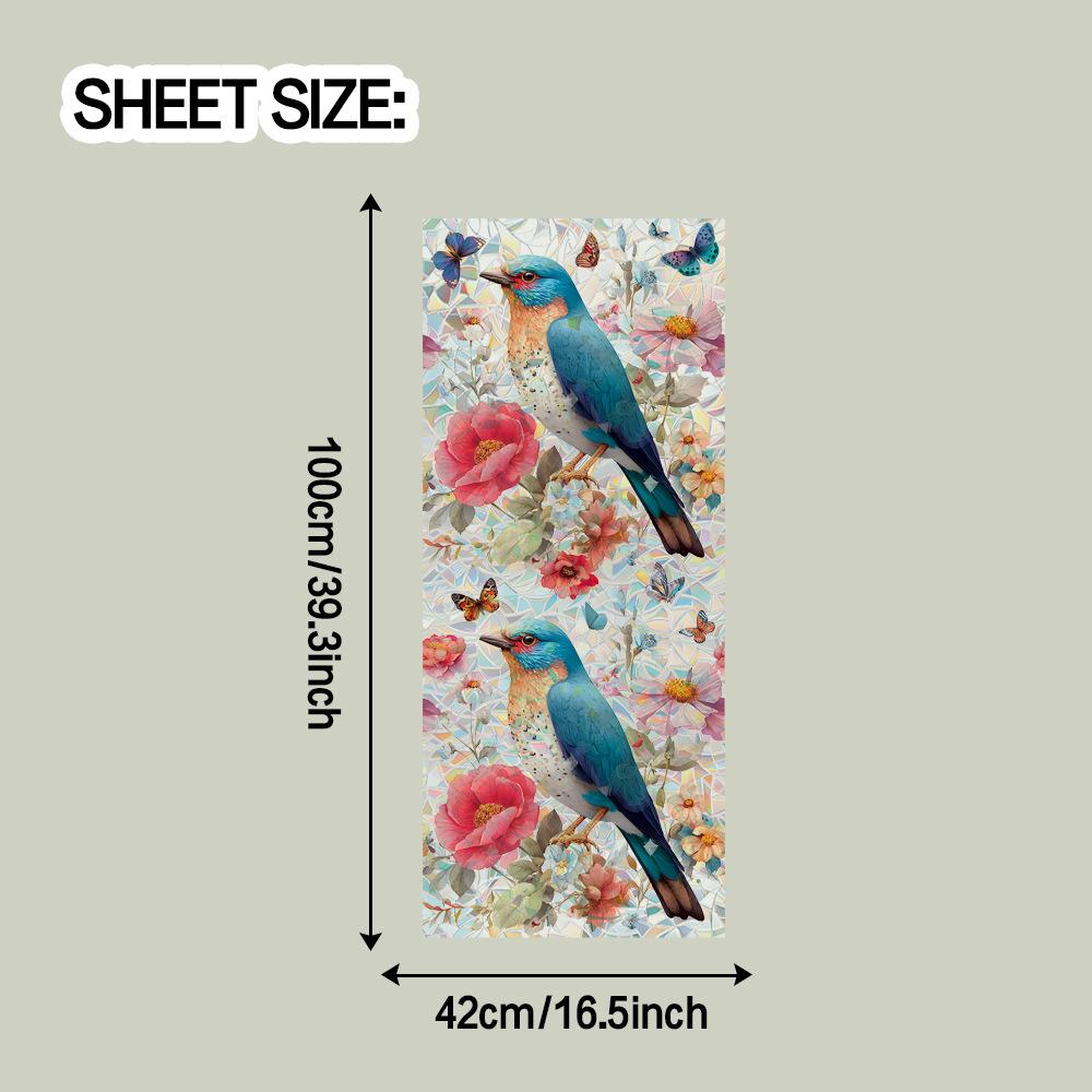 Electrostatic Window Decals Featuring Birds Nestling Amongst Laser-cut Floral Clusters for Home Décor