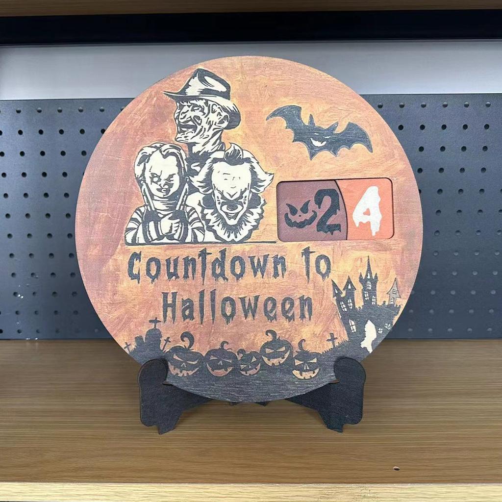2023 Halloween Advent Calendar,Wooden Desk Countdown Calendar To Halloween,Home Table Decorations Halloween Gifts