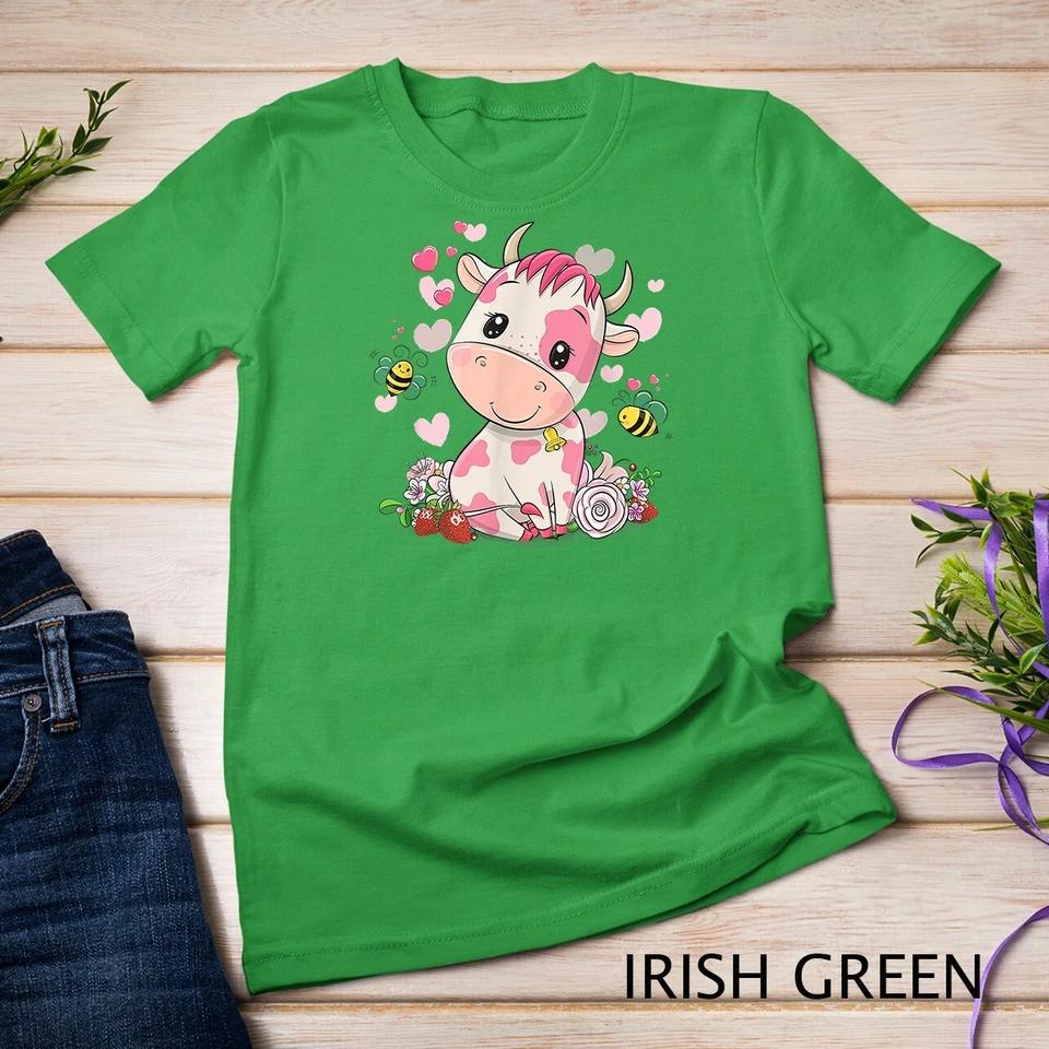 Strawberry Cow, Cute Cow, Pink Cow Pet T-Shirt Unisex T-shirt 4 4XL
