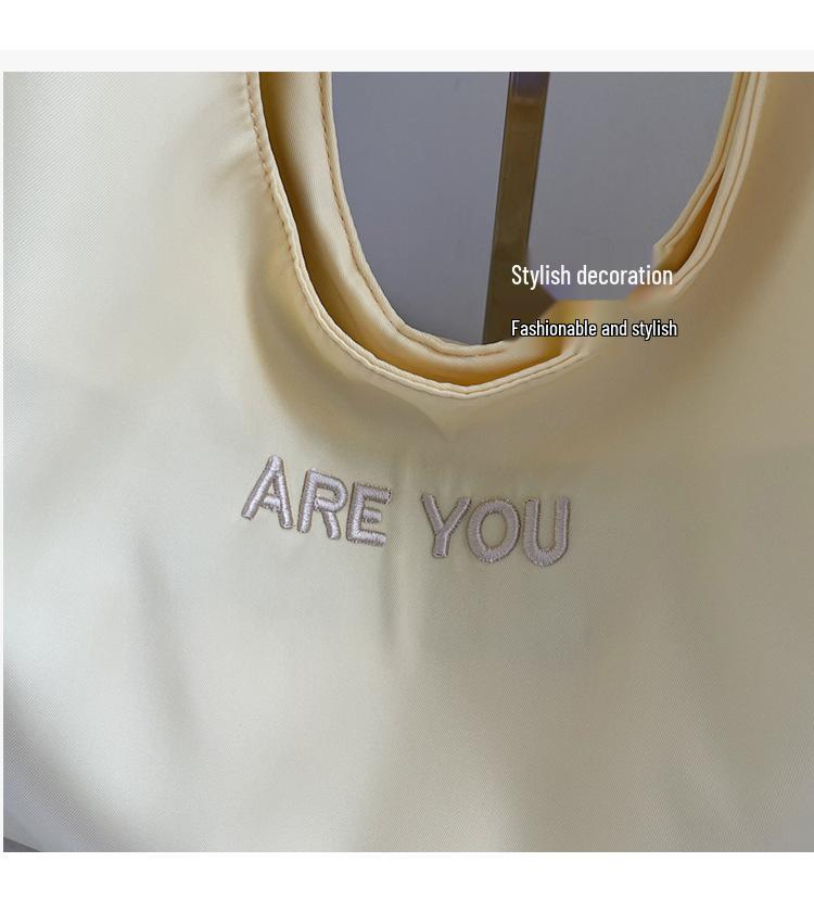 2025 Autumn/Winter Women's Large Canvas Tote with Letter Embroidery - Fashionable Shoulder Bag.