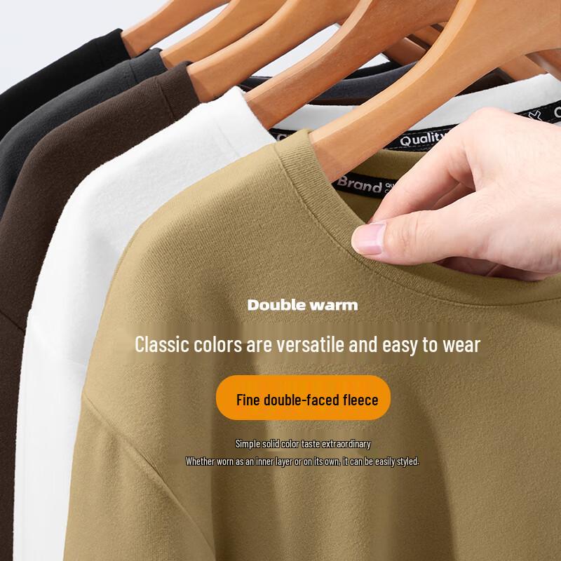 Baleno Men's 2025 Winter De-velvet Long Sleeve Round Neck Thermal Base Layer Shirt