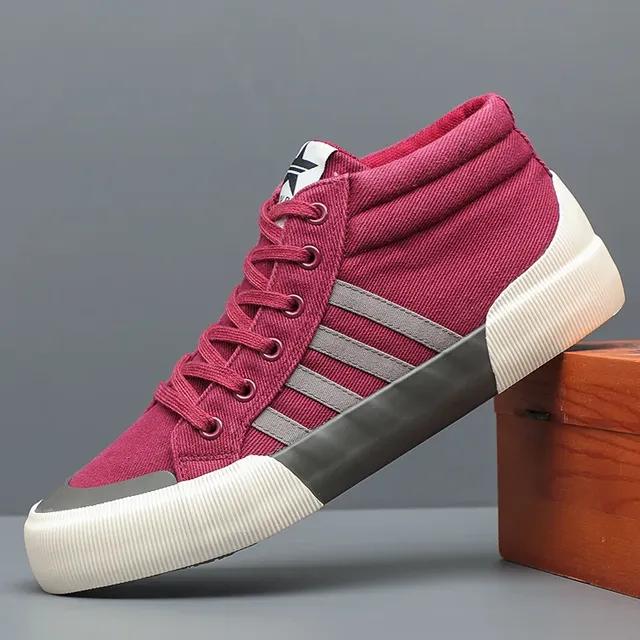 Vysoké tenisky Prodyšné plátěné boty s měkkou podrážkou jaro podzim 2024 vulkanizované boty s plochou podrážkou Pánské boty pro mládež pro volný čas