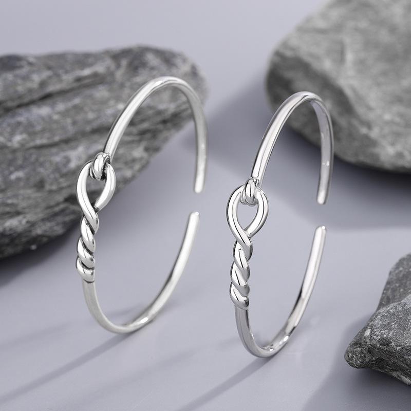 New Simple Knot Bangle With Hollow Out Winding 925 Sterling Silver Jewelry Fashion Personalized Opening Bracelets TYB632