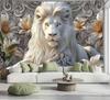 Cool White Lion Tapestry Aesthetic Animal Lion King Wall Blanket for Man College Hippie Art Wall Hanging Home Decor For Bedroom