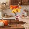 Pumpkin And Berry Centerpiece Autumn Flower Bouquet, Artificial Fall Floral Picks with Maple Leaves Pumpkins Orange Yellow Berries Pine Cones