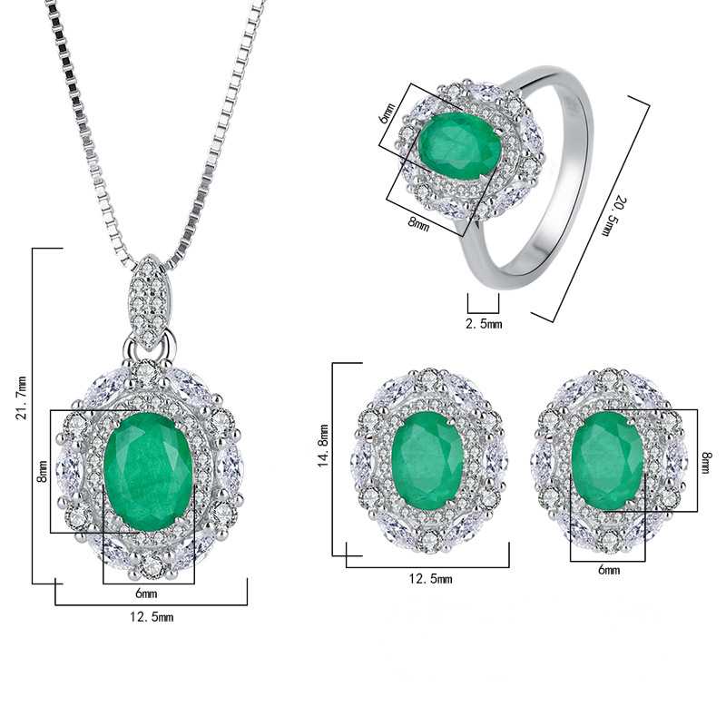 SACE GEMS 925 Sterling Silver Zircon Ring Earrings Pendant Necklace Jewelry Sets Wedding Party Gifts