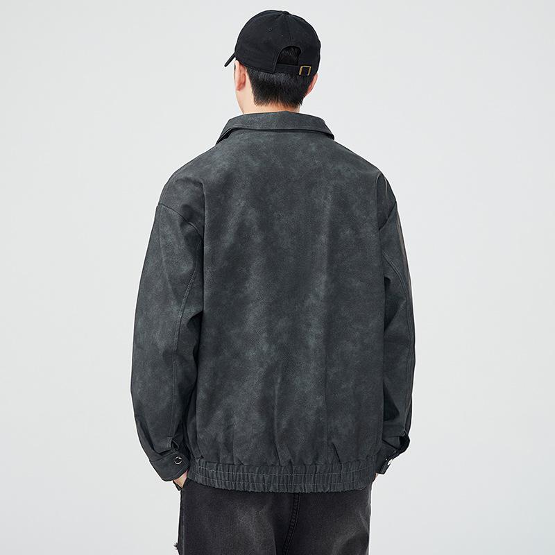 Lapel Jacket Men'S Loose Large Size Versatile Youth Casual Leather Jacket Trend Japanese Retro Trend