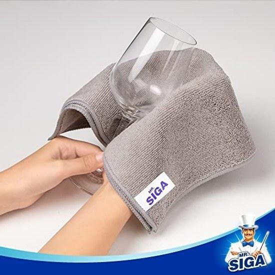 MR.SIGA microfiber cleaning cloth streak-free commercial rag kitchen dishcloth gray 32 x 32cm 12 pieces