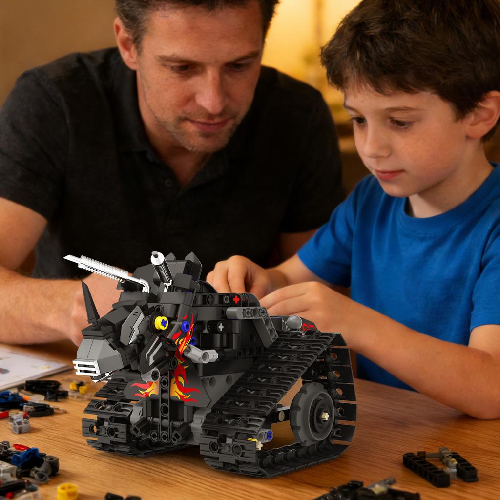 Moc 5 In 1 Rc Rhinoceros Transformable Robot Model Building Blocks Off-Road Vehicle Diy Children'S Puzzle Toy Gifts 402Pcs