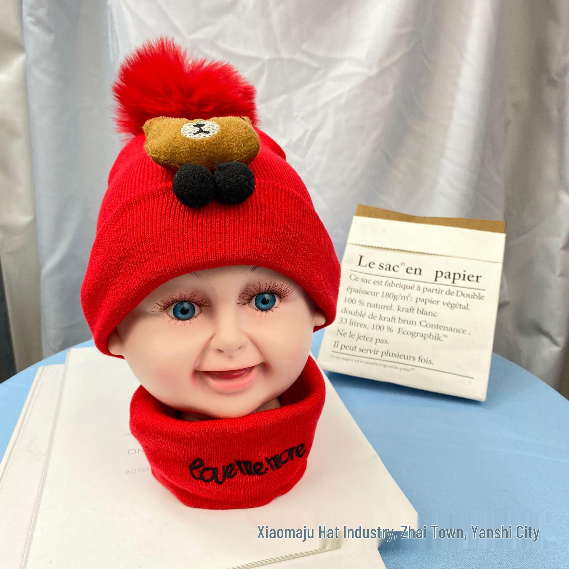 

Children s Cozy Knit Bear Beanie & Scarf Set for Autumn/Winter