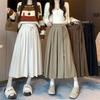 Manšestrová šněrovací sukně Dámská Jaro Podzim Nová s vysokým pasem Jednobarevná Středně dlouhá Velká deštníková sukně