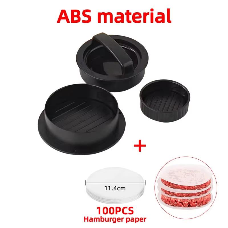 Hamburger Maker Press With 100 Patty Papers Round Non-Stick Meat Beef Grill Burger Press Patty Mold