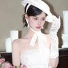 Sunscreen Lace Tied Topper Hat White Lace Bonnet Hat Hepburn Style Formal Hat  Parties Gathering