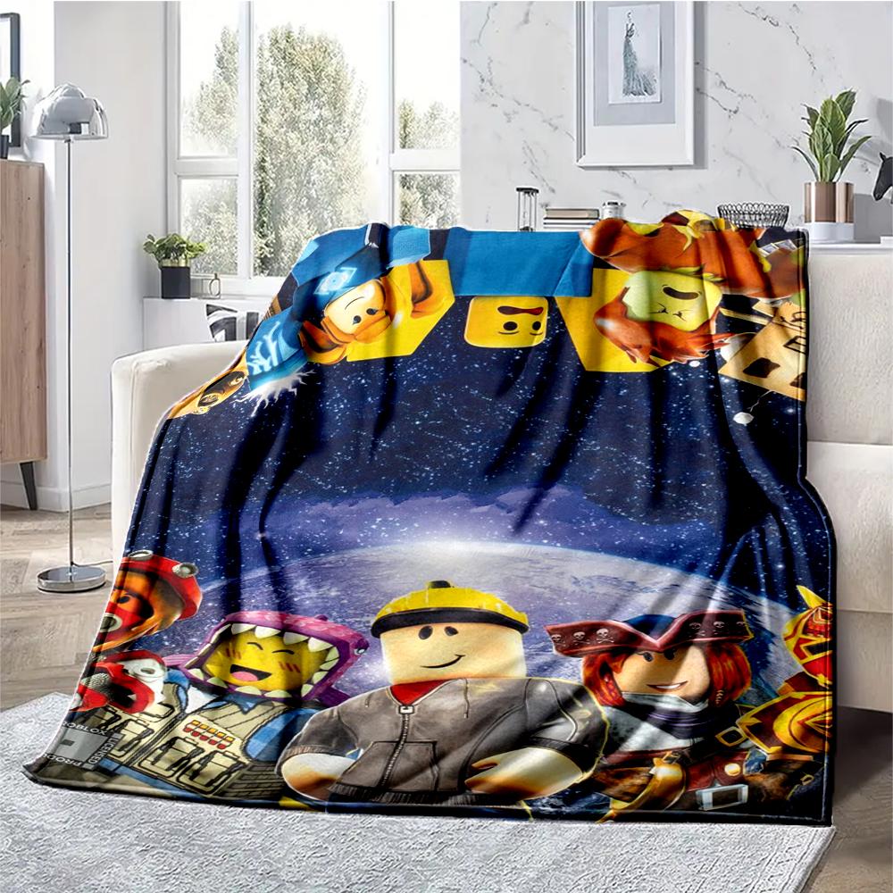 Roblox Theme Printed Blanket - Perfect for Couch, Bed, Travel & Outdoor Use | Machine Washable, Cozy & Durable.