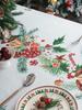 White Christmas Bell Print Tablecloth for Living Room Kitchen Dining Table Festive Atmosphere Party Decoration