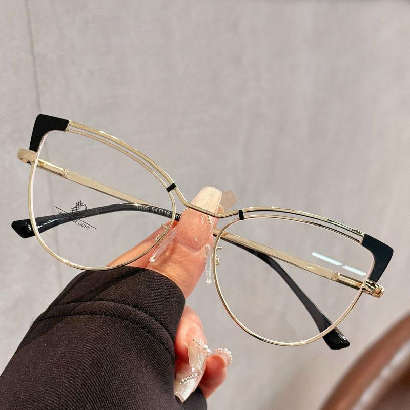 New Fashion Cat Eye Glasses Women Trendy Blue Light Blocking Decorative Frames Stylish Eyewear