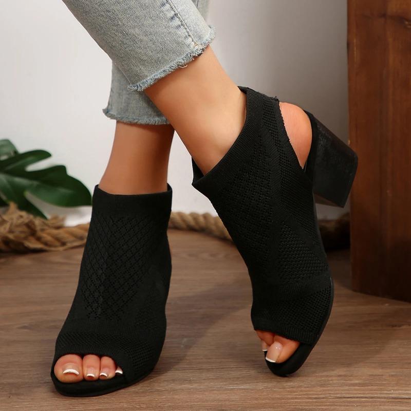 Fashion 2025Summer Model Fashion  Banquet High-Elevated Women Fish Mouth Sandals Casual/Soft Bar Square Heel Sexy Heels Zapatos Mujer