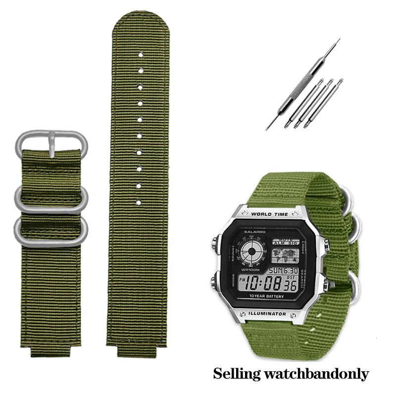 Modified Nylon Watch Band for Casio AE1200WH/1300/1000/1500 AE-1200 A158W A159 Waterproof Outdoor Sports Wrist Strap 24*18mm