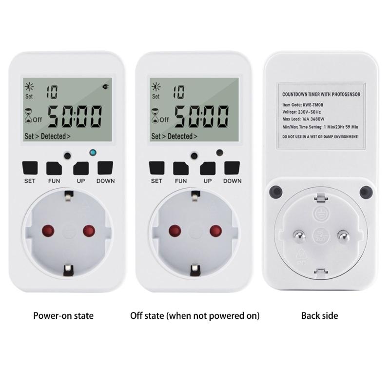 Automatic Light Controlled Timer Socket with Safety Designs & Timing Option Energy Save Device Suitable for Wall Outlet