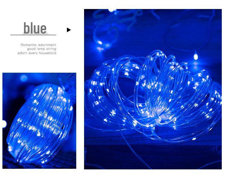 Colorful Outdoor Solar LED Tube Strip Lights - USB/Battery Powered Christmas Lighting with Copper Wire