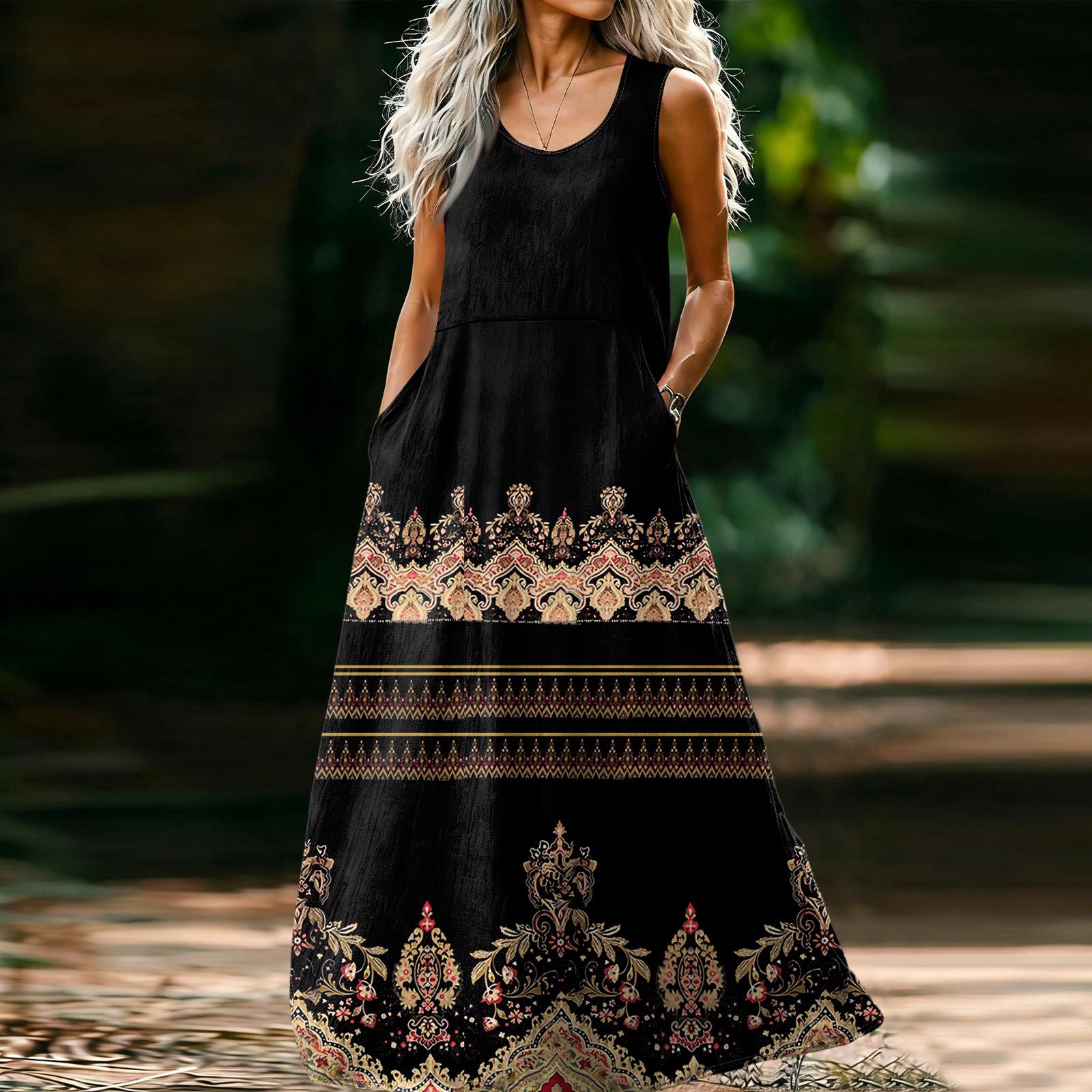 

Женское повседневное модное платье без рукавов с U-образным вырезом S чёрный