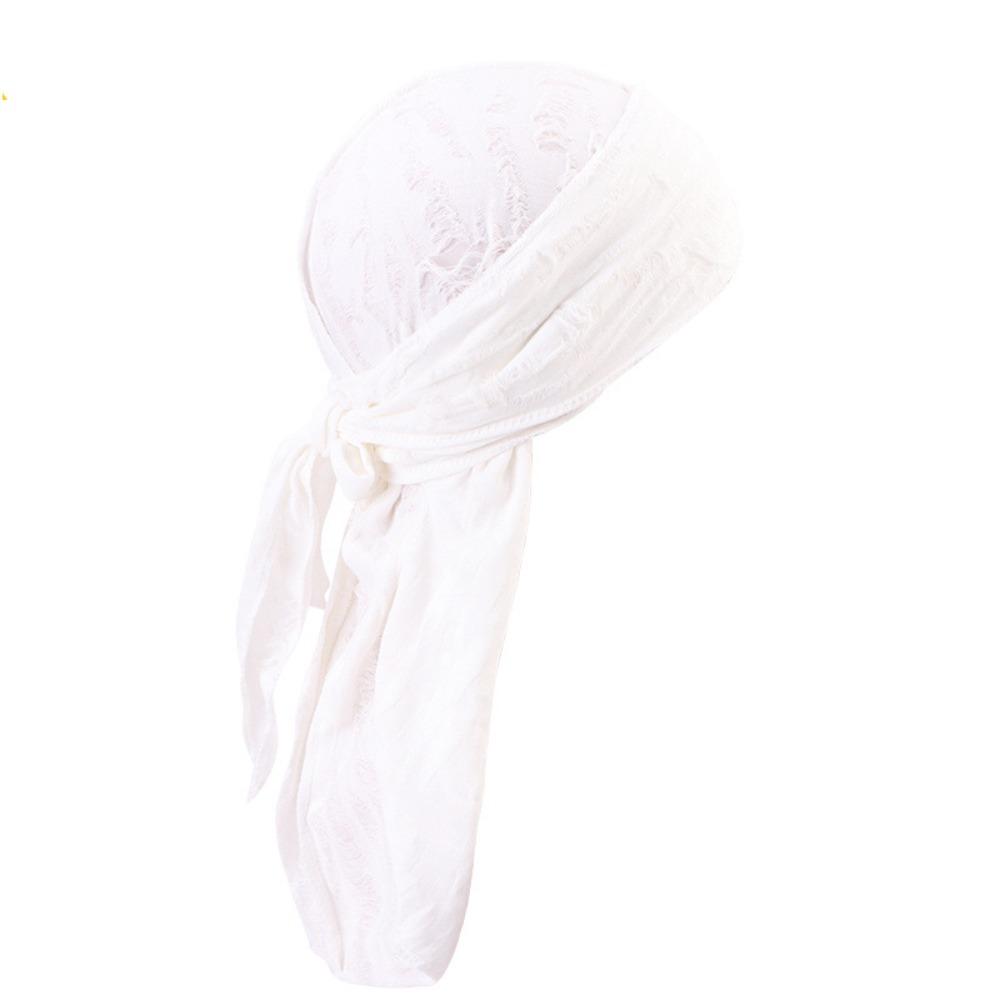 

Дышащая пиратская бандана с длинным хвостом, хлопковая бандана с отверстиями, хип-хоп бандана, головной платок, для занятий спортом на открытом воздухе белый