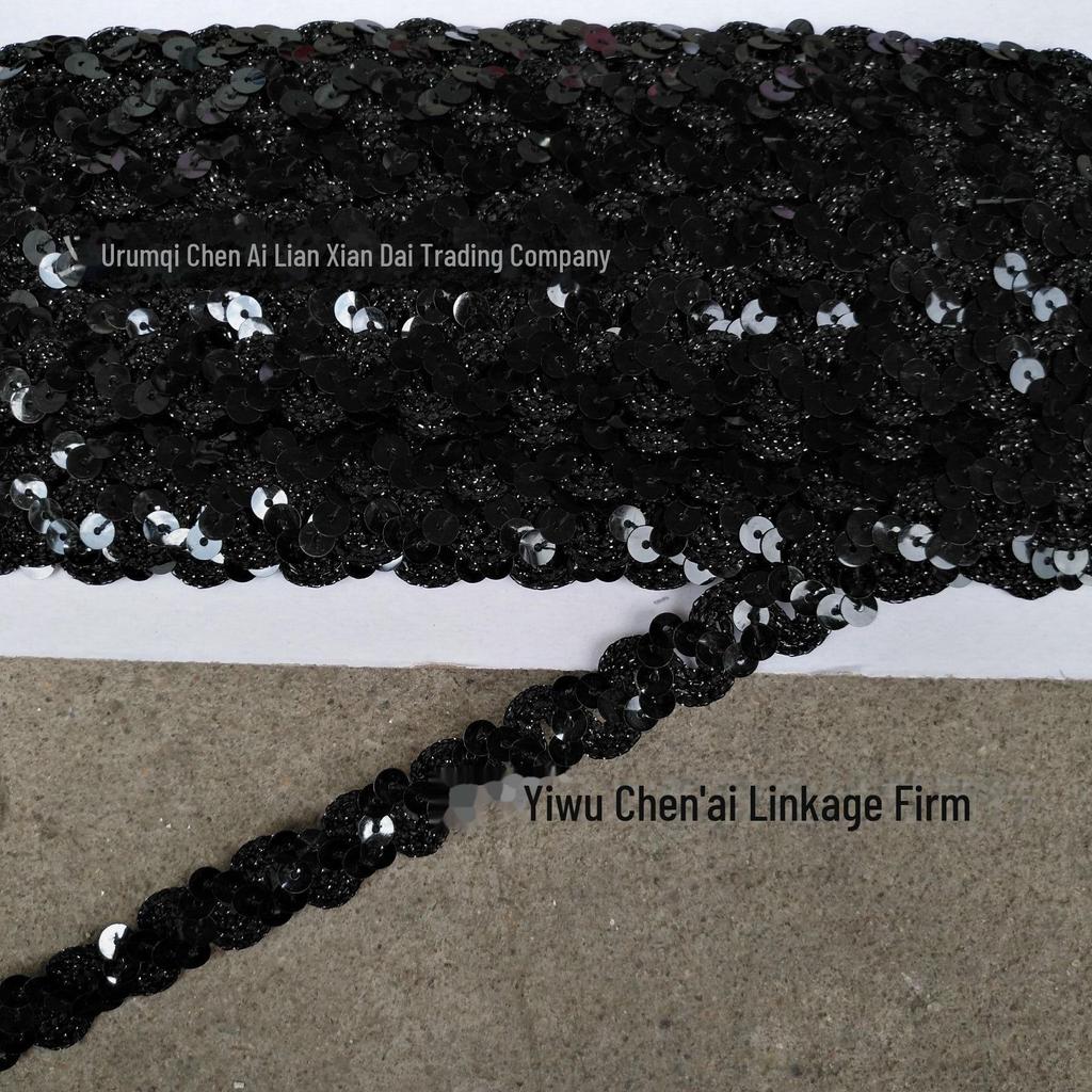 S-Shaped Sequin Lace Beads with 1.5CM Gold and Silver Ribbon for Clothing and Stage Accessories