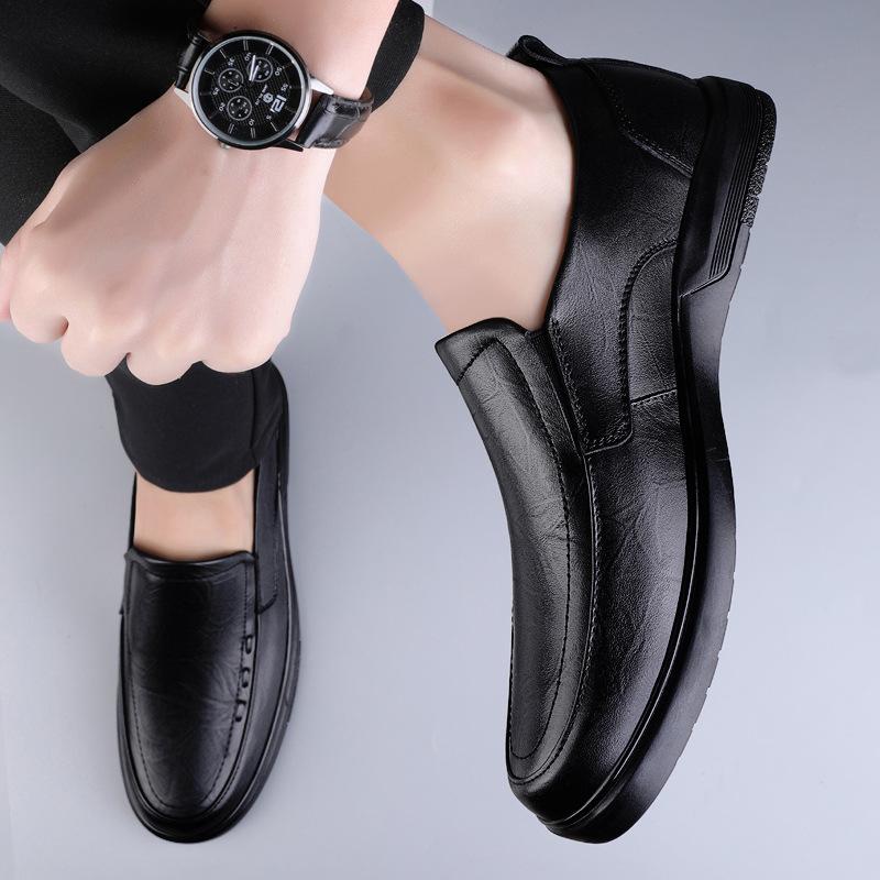 Men's Shoes 2025 Summer New Men's High-end Lace-up Casual Leather Shoes Soft Sole Non-slip One-pedal Large Size Dad Shoes