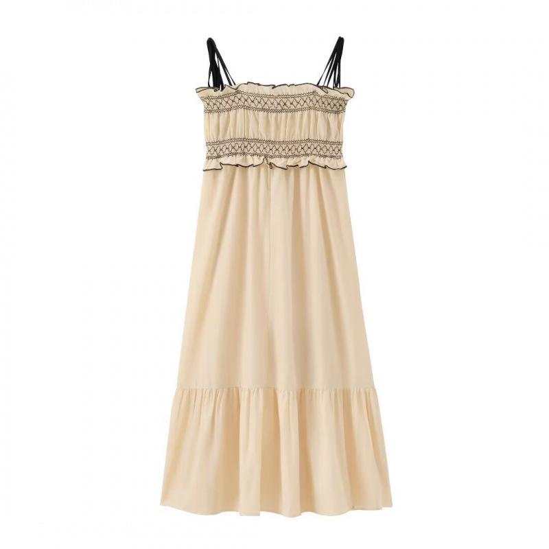 Summer Midi Dress: European & American Style with Elastic Upper Body for Women