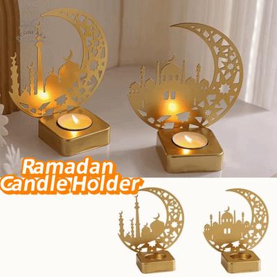 Crescent Moon Ramadan Candle Holder Heat-resistant Castle Shape Golden Moon Candle Stand Rust-proof Multi-functional