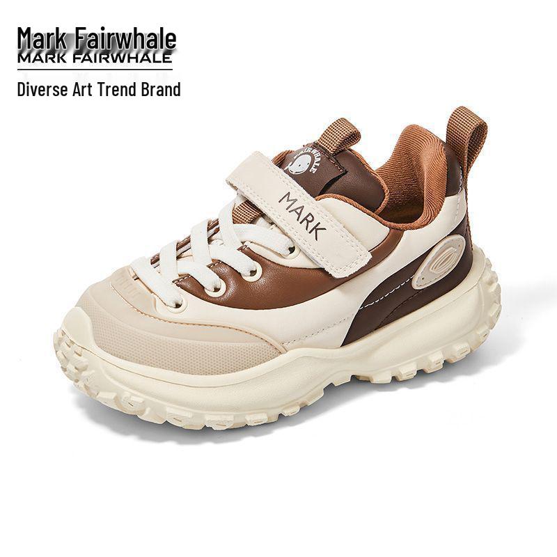

Mark Fairwhale 2025 Autumn Kids Thick-Soled Color-Block Shoes: Retro & Versatile Designs for Boys and Girls 31 брудно-білий