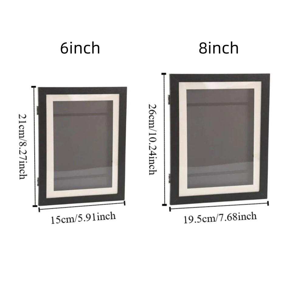 Multi-functional Wooden Picture Frame Wall Mount Magnetic Closure Flip Photo Frame Rectangle Changeable Decorative Frame Office