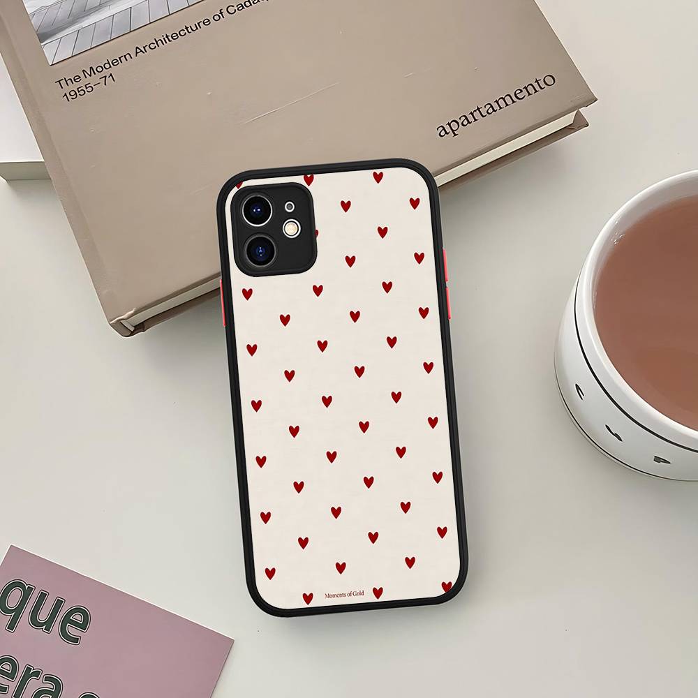Love Heart Cute Silicone Case For IPhone 16 15 14 13 12 11 Pro Max Plus X XS MAX Shockproof Matte Cover