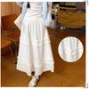 Weißer Holzohr-Kuchenrock für Damen im Frühling und Sommer Neuer A-Linien-Spitzenrock Hochtaillierter Slim-Rock