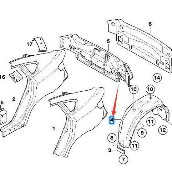 Rear Wheel Arch Liners for BMW X6 E71 (Part Numbers 51717248211, 51717248212)