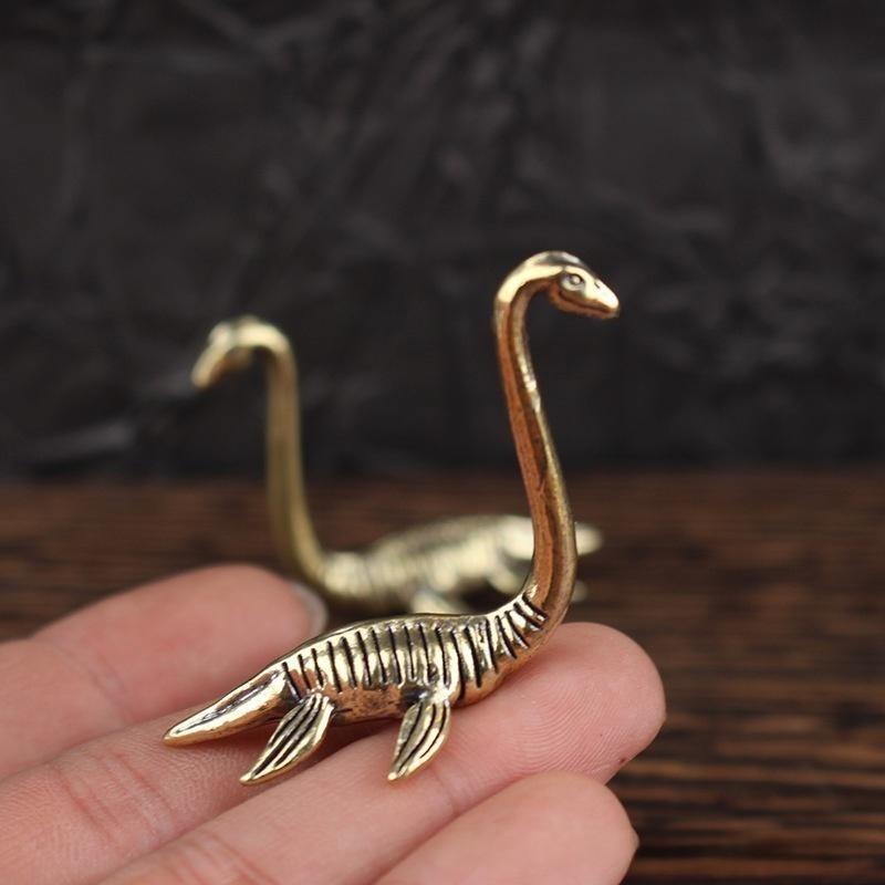 Loch Ness Monster Handmade Figurine 1Pcs Vintage Antique Brass Collectible Ornament for Living Room Desktop Home Decor Gift