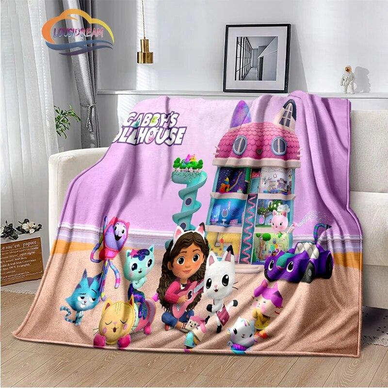 

Плюшевое одеяло для кукольного домика Габби с 3D принтом, модное фланелевое флисовое одеяло для детей и девочек, диван для сна, путешествия 30x40in