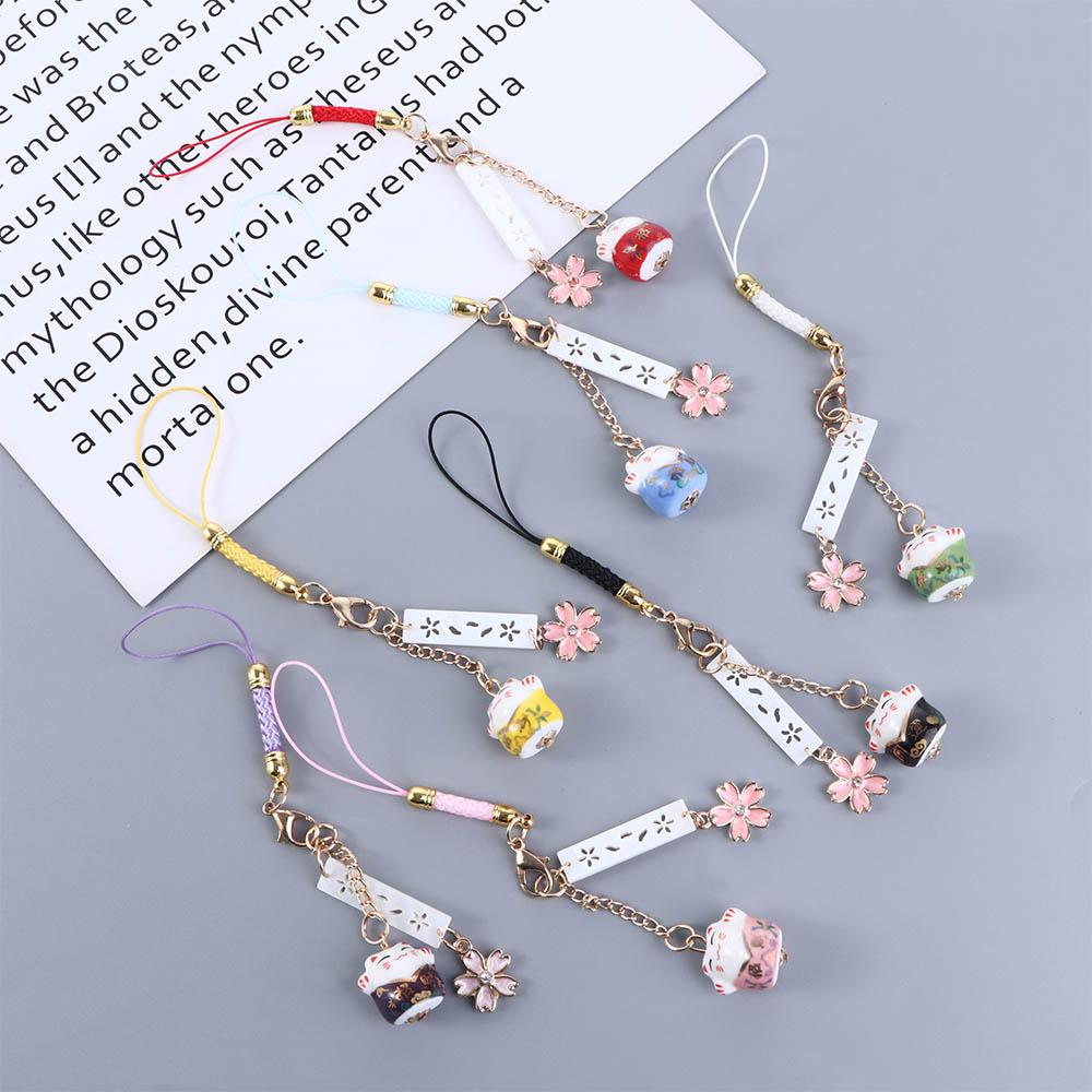 Phone Pendant Maneki Neko Trinkets Mobile Phone Lanyard Lucky Cat Keychain Mobile Phone Straps