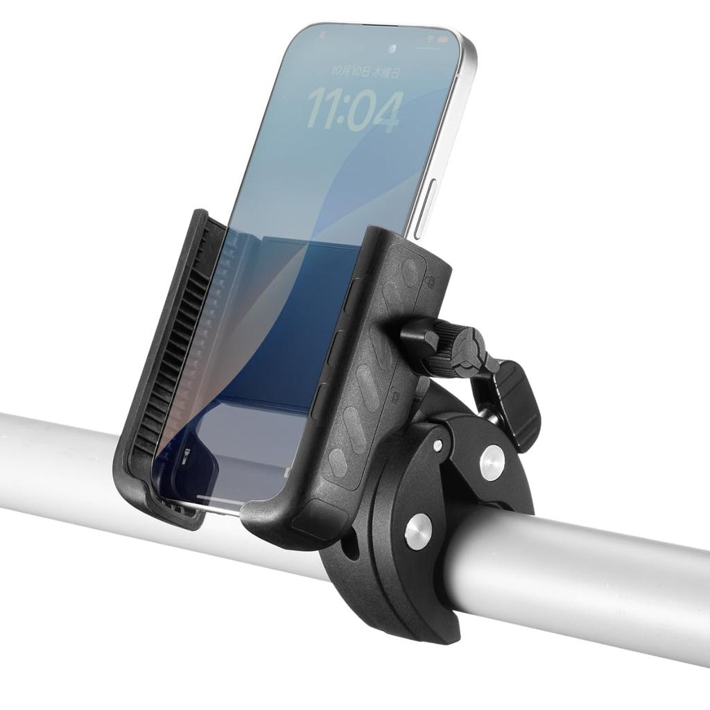 Sanwa Supply Smartphone Holder with Screw Adjustable Bicycle/Cart Clamp, Angle, Portrait/Landscape Compatible, CR-LASMP1