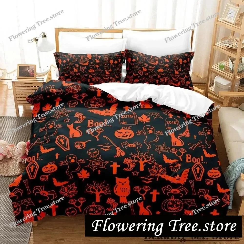 Halloween Flying Vampire Bedding Set Single Twin Full Queen King Size Bed Set Adult Kid Bedroom Duvetcover Sets Anime Bat