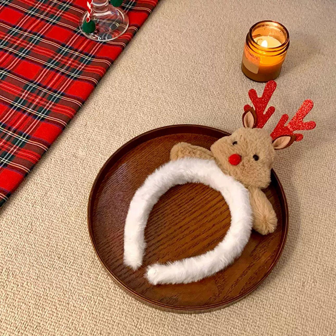 

Милая рождественская повязка на голову в виде лося, женская заколка для волос в виде рогов пряничного человечка, повязка на голову для мытья лица, осенние и зимние плюшевые аксессуары для волос, головной убор