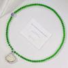 High Quality Natural Freshwater Pearl Ice Transparent Green Chalcedony White Chalcedony Buddha Gong Sweater Chain Necklace