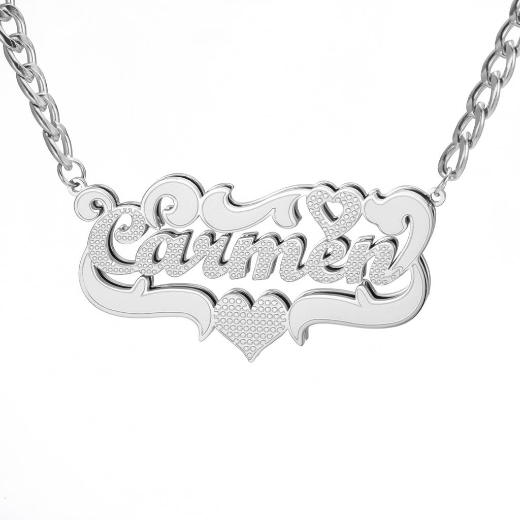 Lemegeton Custom Name Necklace Corrosion Textured Pattern Pendant Women Men Stainless steel Jewelry Personalized Party Gifts