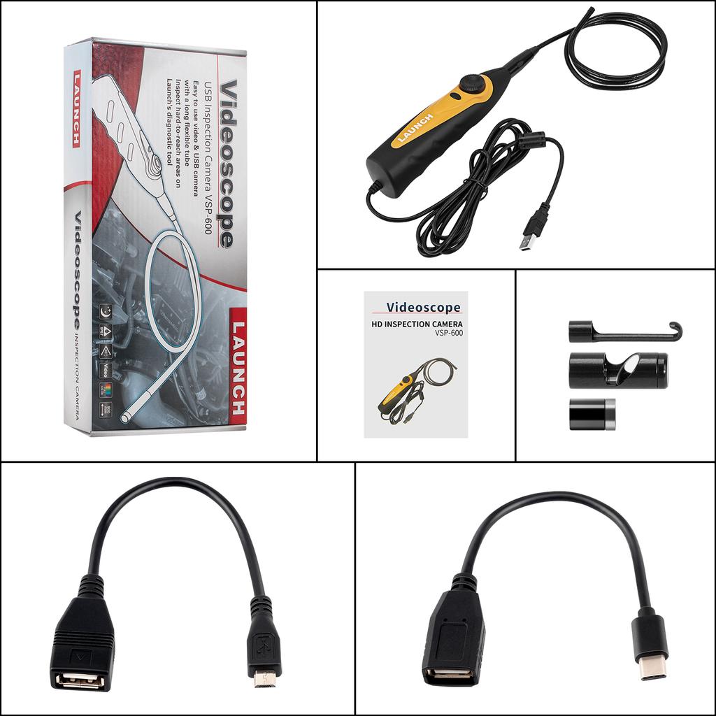 USA EU Warehouse LAUNCH VSP-600 USB Inspection Camera VSP600 Videoscope 5.5MM 6 LED Light