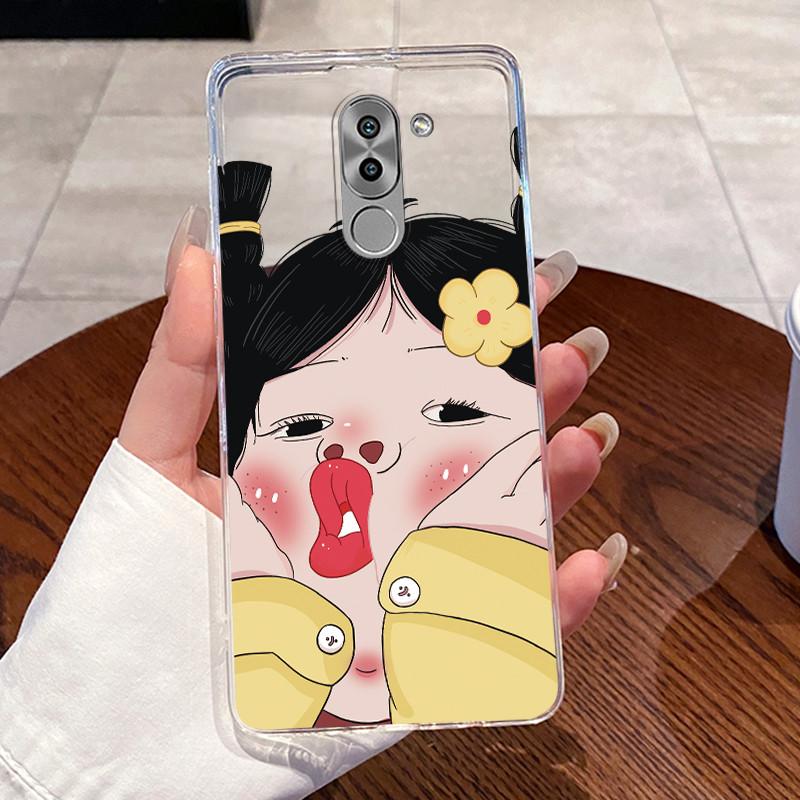 Casing For Huawei GR5 2017 / Mate 9 Lite / Honor 6X Case Aesthetic Cute Cat Cartoon Soft Silicone Transparent Back Cover Bumper