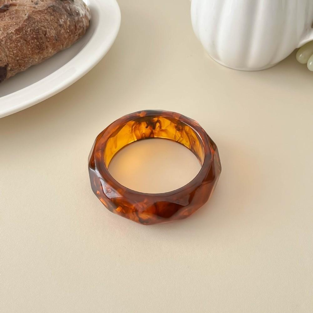 Bohemian Colorful Resin Bangle Transparent Wide Chunky Hand Ring Exaggerated Pearly Bracelet Girls